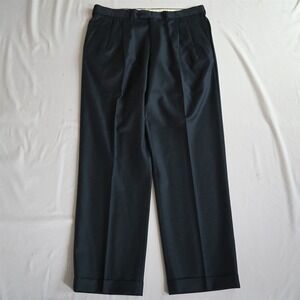 Santorelli 35x32 Blue Como 2 Pleated Cuffed Italy Wool Mens Dress Pants‎